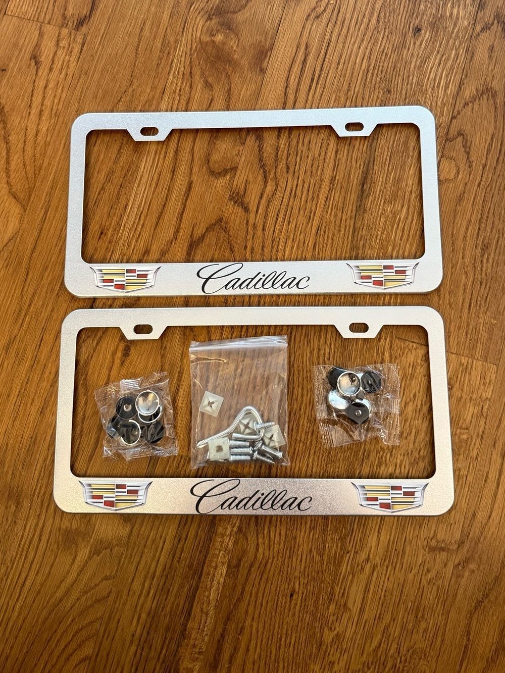 Cadillac License Plate Frame in Silver Set of 2 NWT
